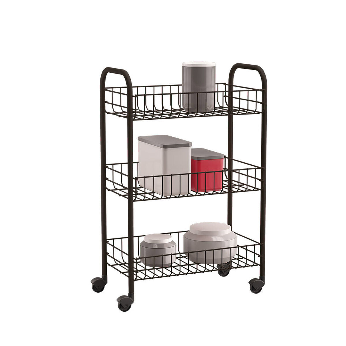 Kitchen Trolley Metaltex Siena Black 3 Shelves Cable (63 x 41 x 23 cm) Metaltex