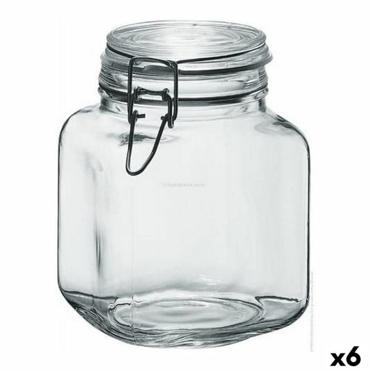 Glass Jar Borgonovo 33211 Hermetic Transparent 1,7 L 12 x 12 x 17 cm (6 Units) Borgonovo