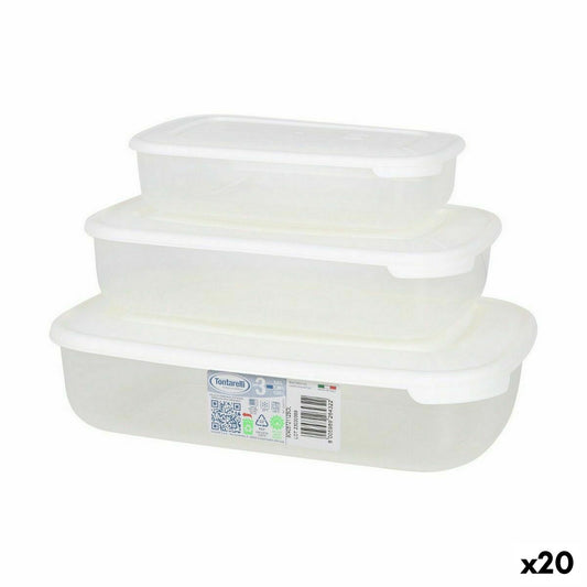 Set of 3 lunch boxes Tontarelli Family White Rectangular 29,6 x 19,8 x 7,7 cm (20 Units) Tontarelli