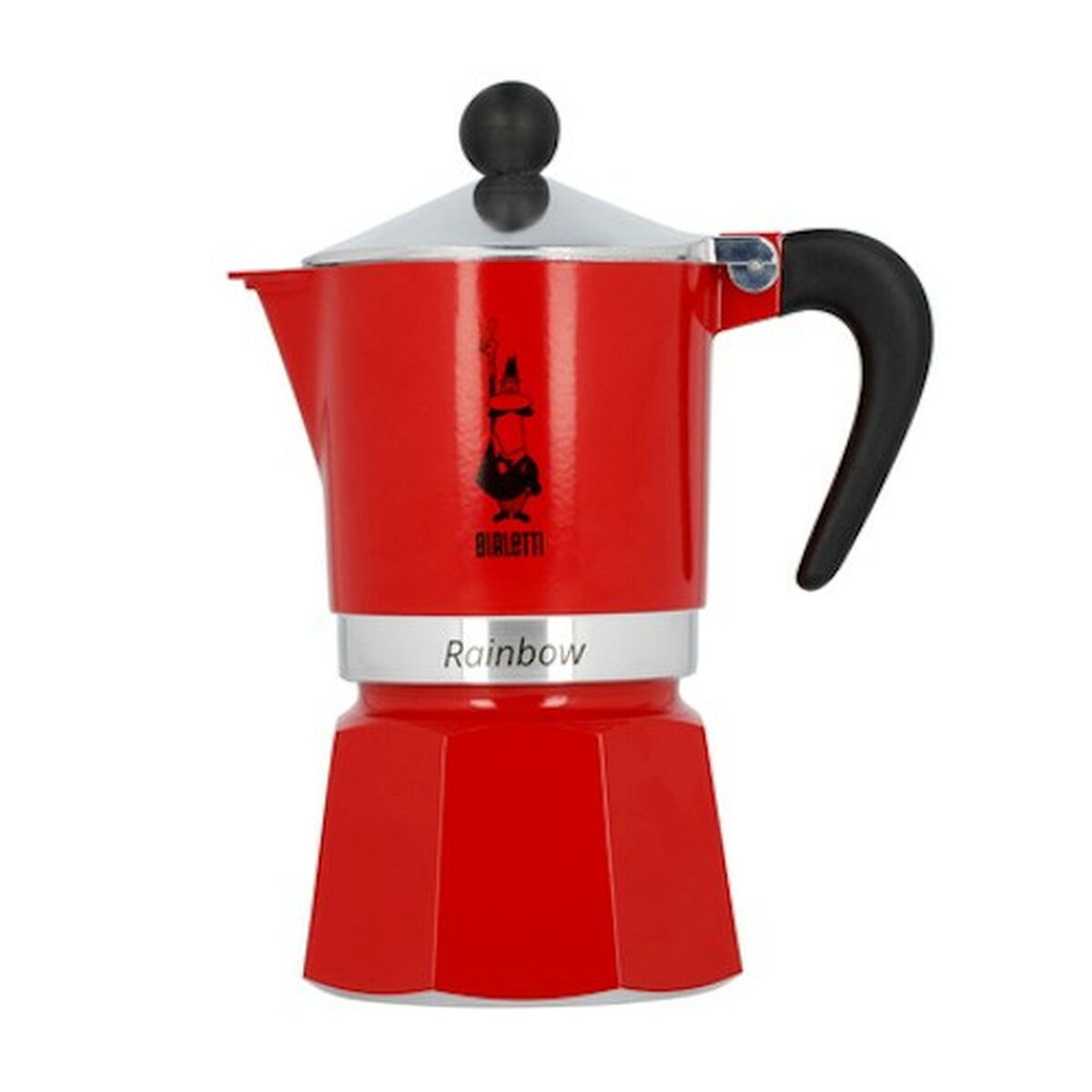 Italian Coffee Pot Bialetti Rainbow 6 Cups Red Aluminium Bialetti