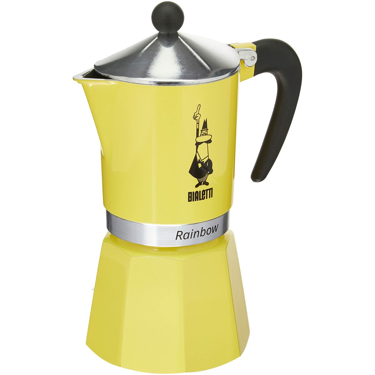 Italian Coffee Pot Bialetti Rainbow Yellow Metal 6 Cups Bialetti