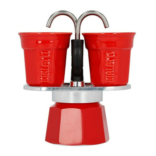 Italian Coffee Pot Bialetti Red Aluminium 100 ml 2 Cups Bialetti