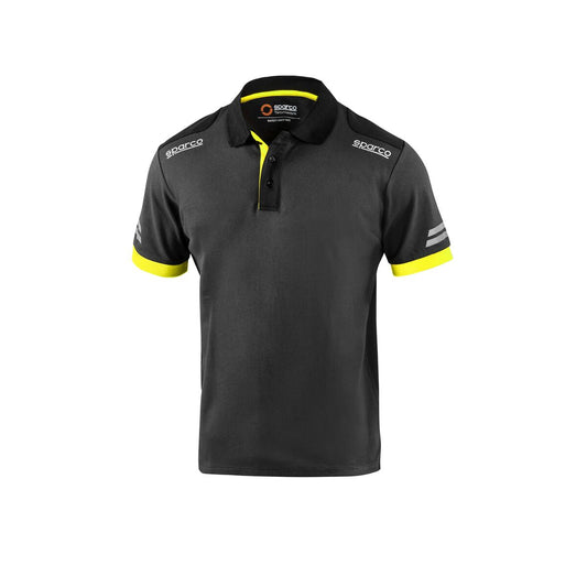 Men’s Short Sleeve Polo Shirt Sparco TW Yellow Grey