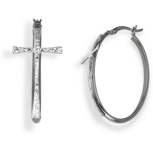 Ladies' Earrings Amen CERCHIO E CROCE BLACK Amen