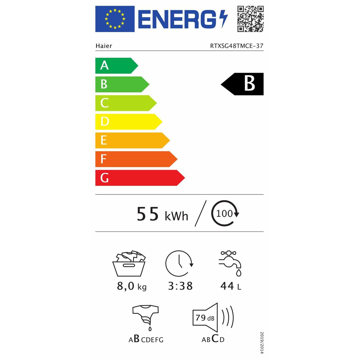 Washing machine Haier RTXSG48TMCE/37 1400 rpm 8 kg White Haier