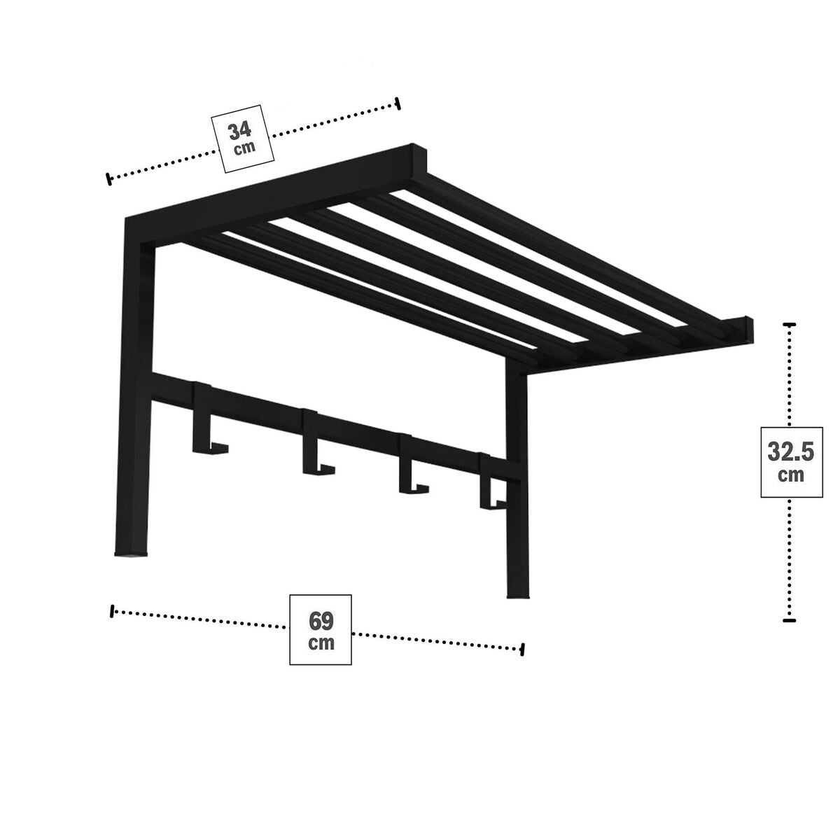 Coat rack with shelf Alexandra House Living Black Metal 69 x 32 x 34 cm Alexandra House Living