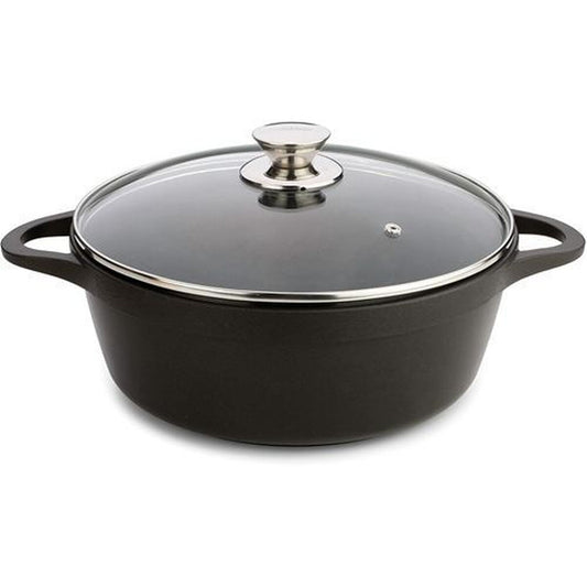 Casserole with lid Valira BLACK IND 24CM Ø 24 cm Black Aluminium Valira