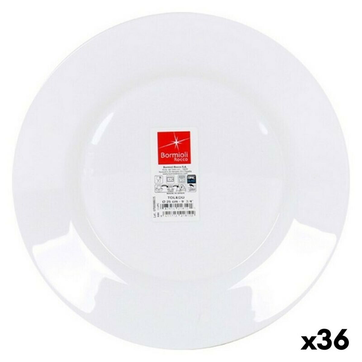 Flat Plate Bormioli Toledo Ø 25 x 2 cm (36 Units) Bormioli