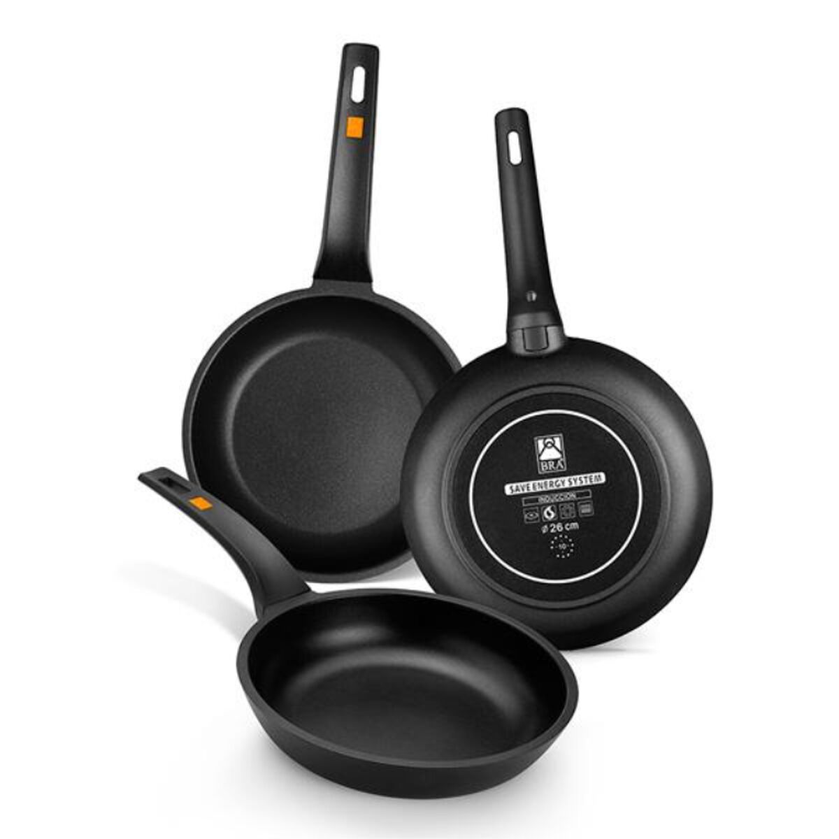 Non-stick frying pan BRA Sartén Efficient Ø 22 cm Black Aluminium BRA