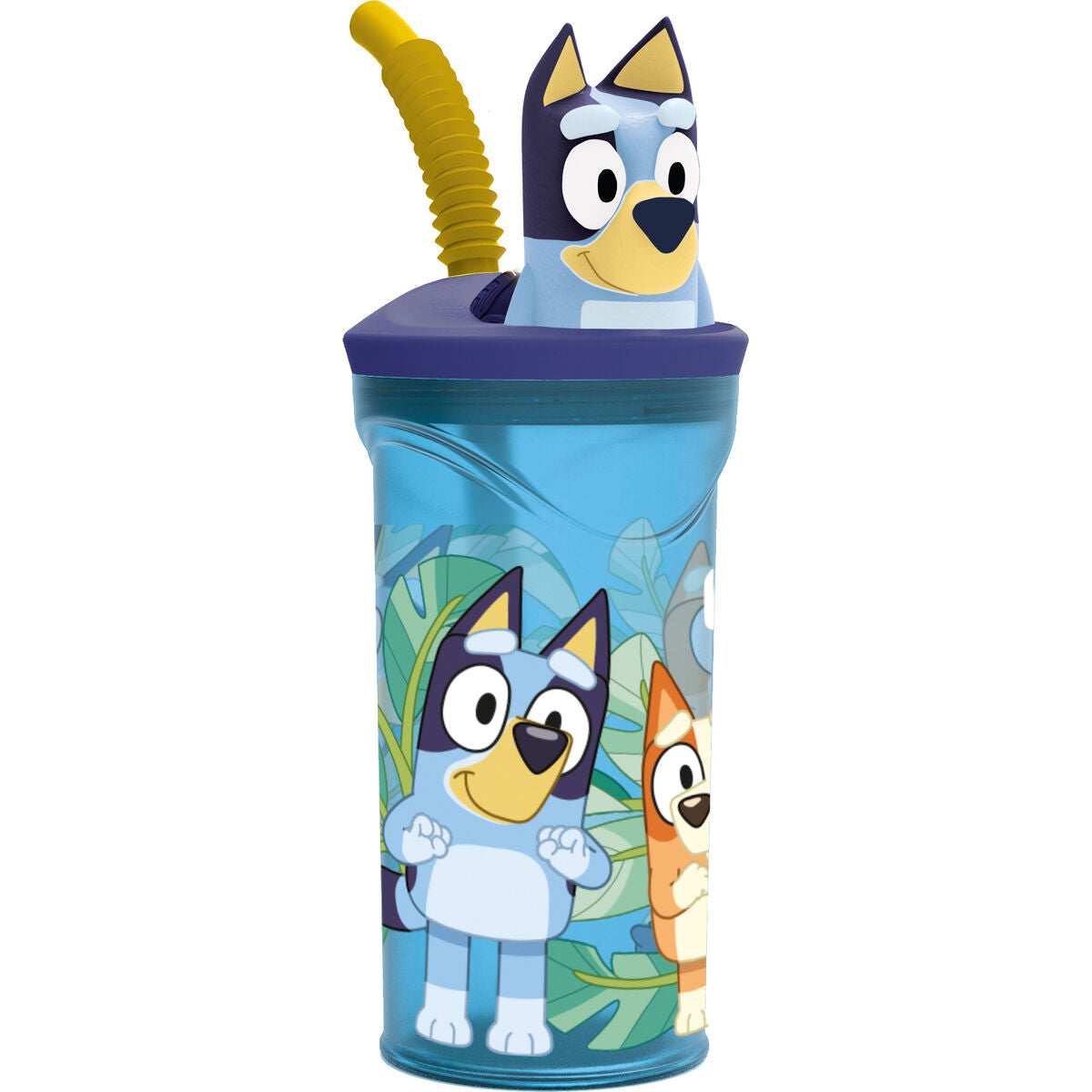 Taza con Pajita Bluey Azul cielo PVC 3D 360 ml