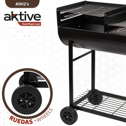 Coal Barbecue with Wheels Aktive Plastic Enamelled Metal 97 x 96 x 42 cm Black Aktive