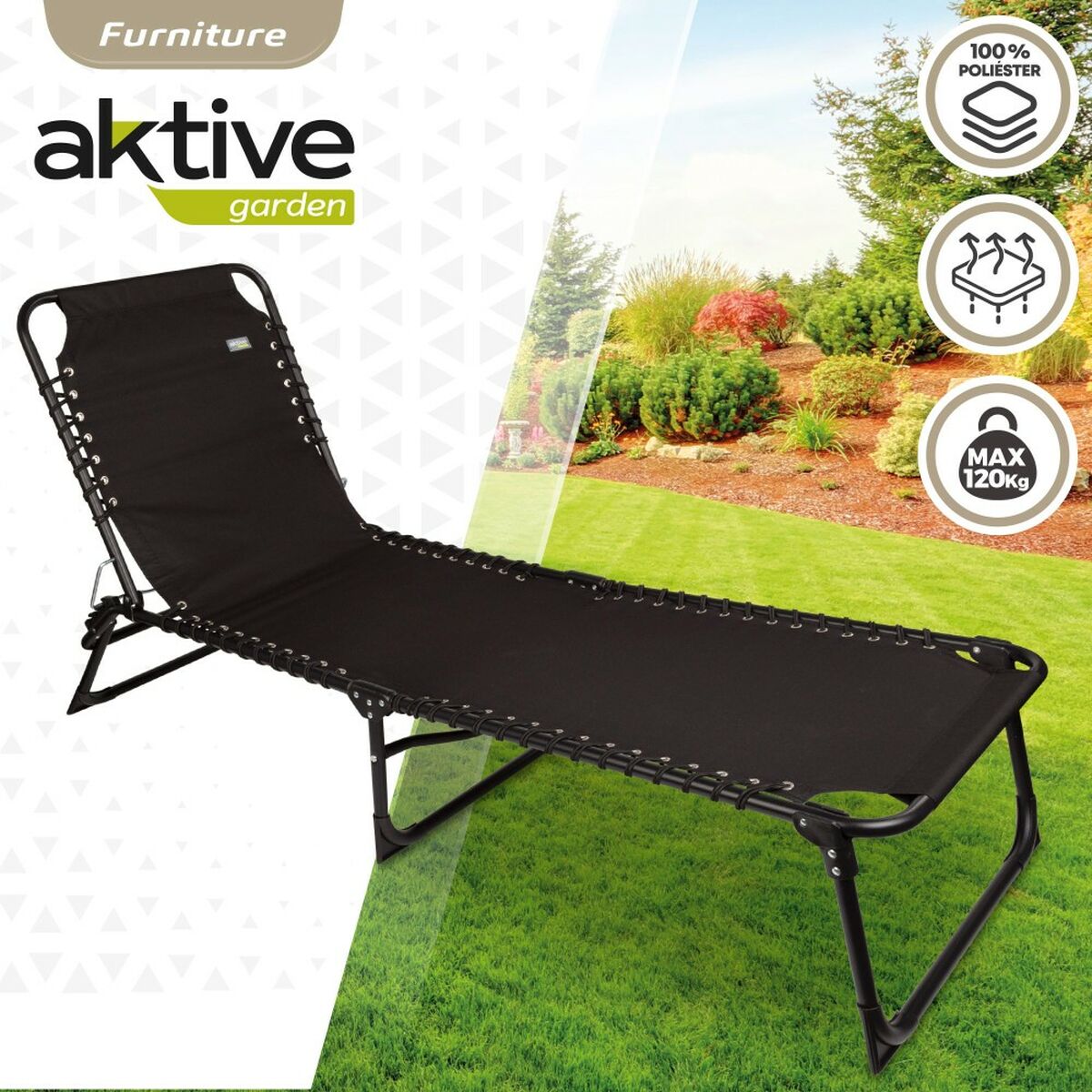 Sun-lounger Aktive 190 x 32 x 58 cm Aktive