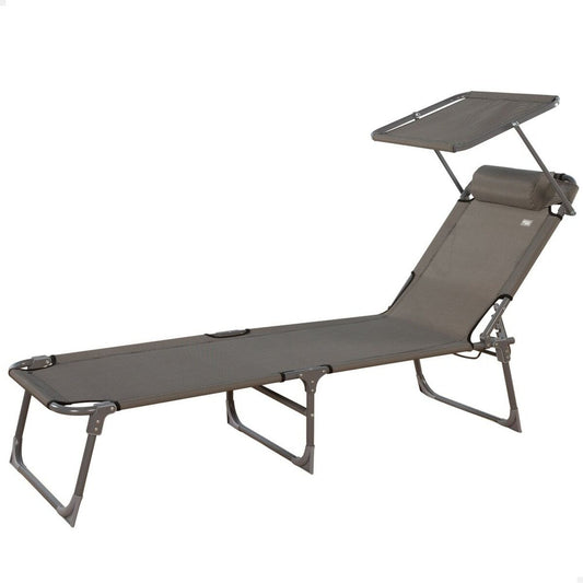 Sun-lounger Aktive Foldable Parasol Grey 193 x 30 x 53 cm Aktive