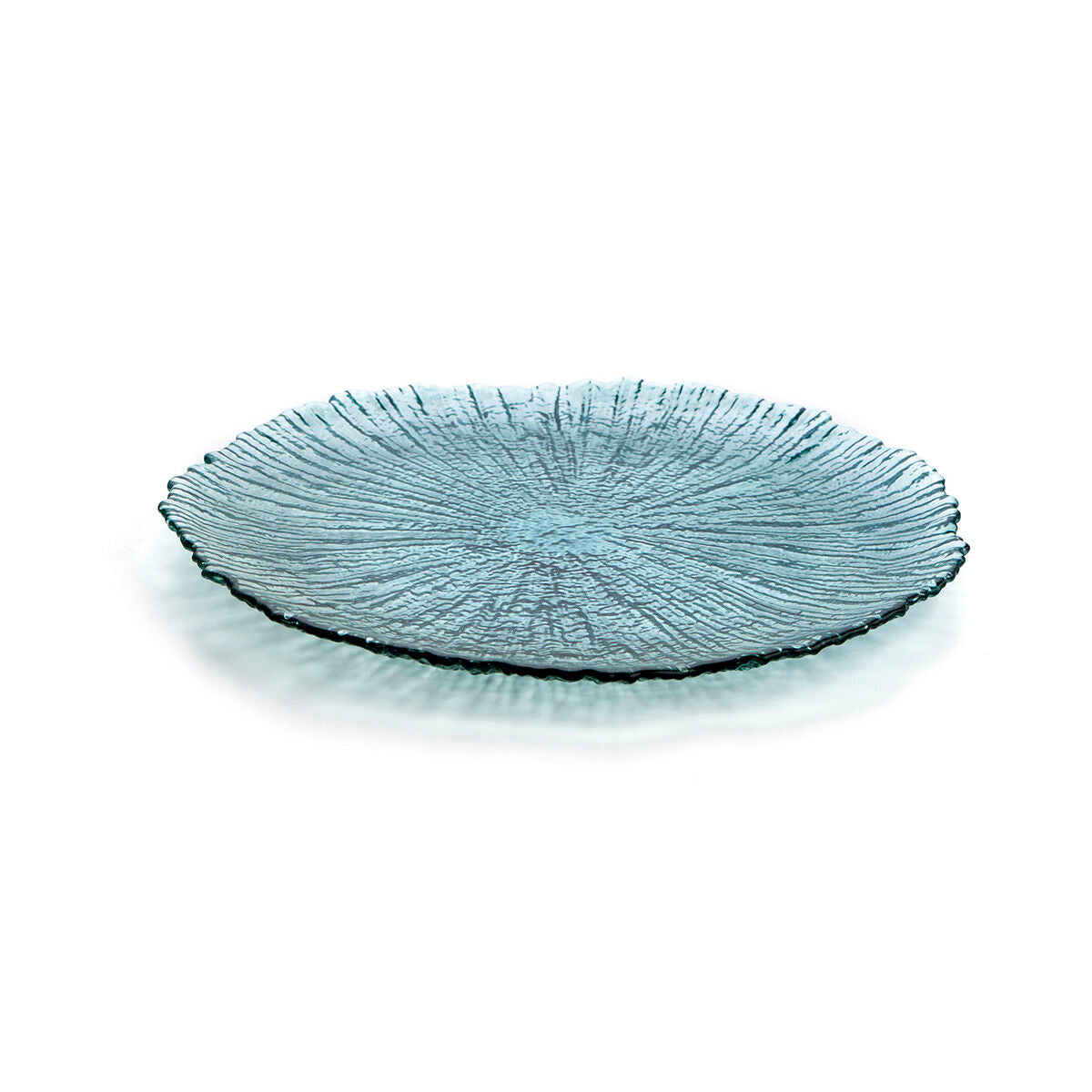 Flat plate Quid Mar de Viento Turquoise Glass (Ø 32 cm) (Pack 6x) Quid