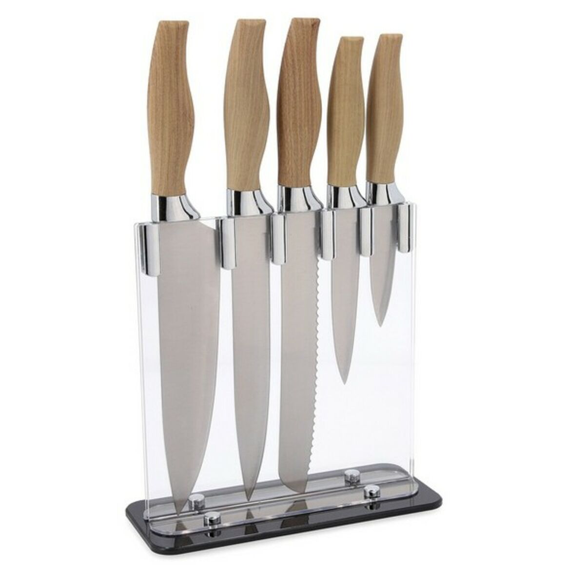 Set of Kitchen Knives and Stand Quid Baobab (5 pcs) Brown Metal Quid