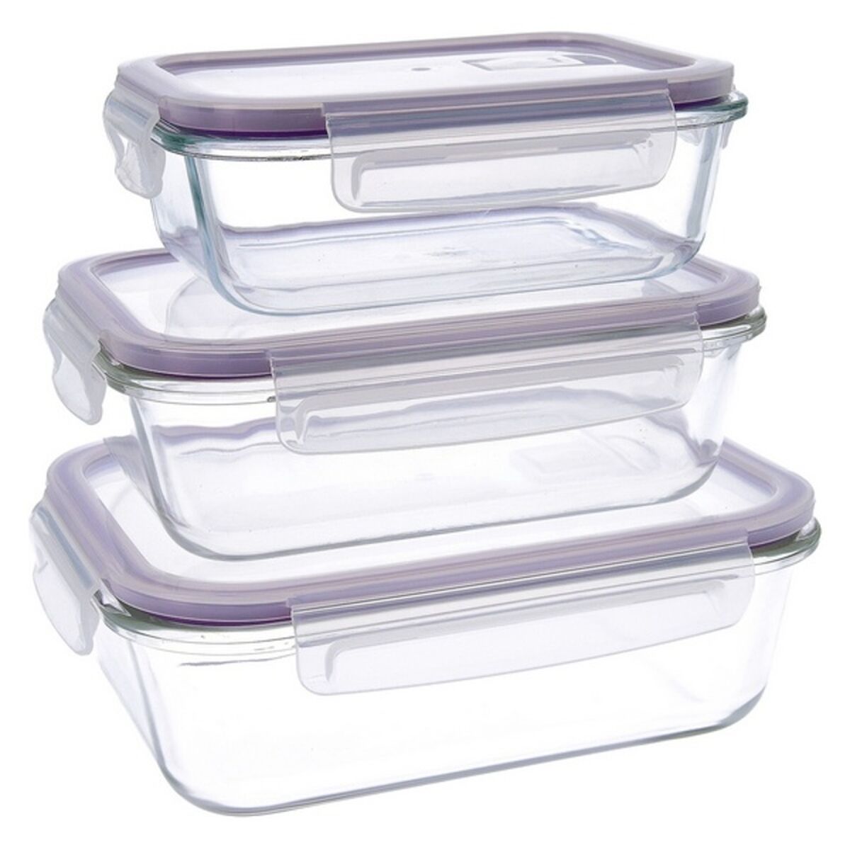 Set of lunch boxes Quid Frost (3 pcs) Transparent Glass 3 Pieces Quid