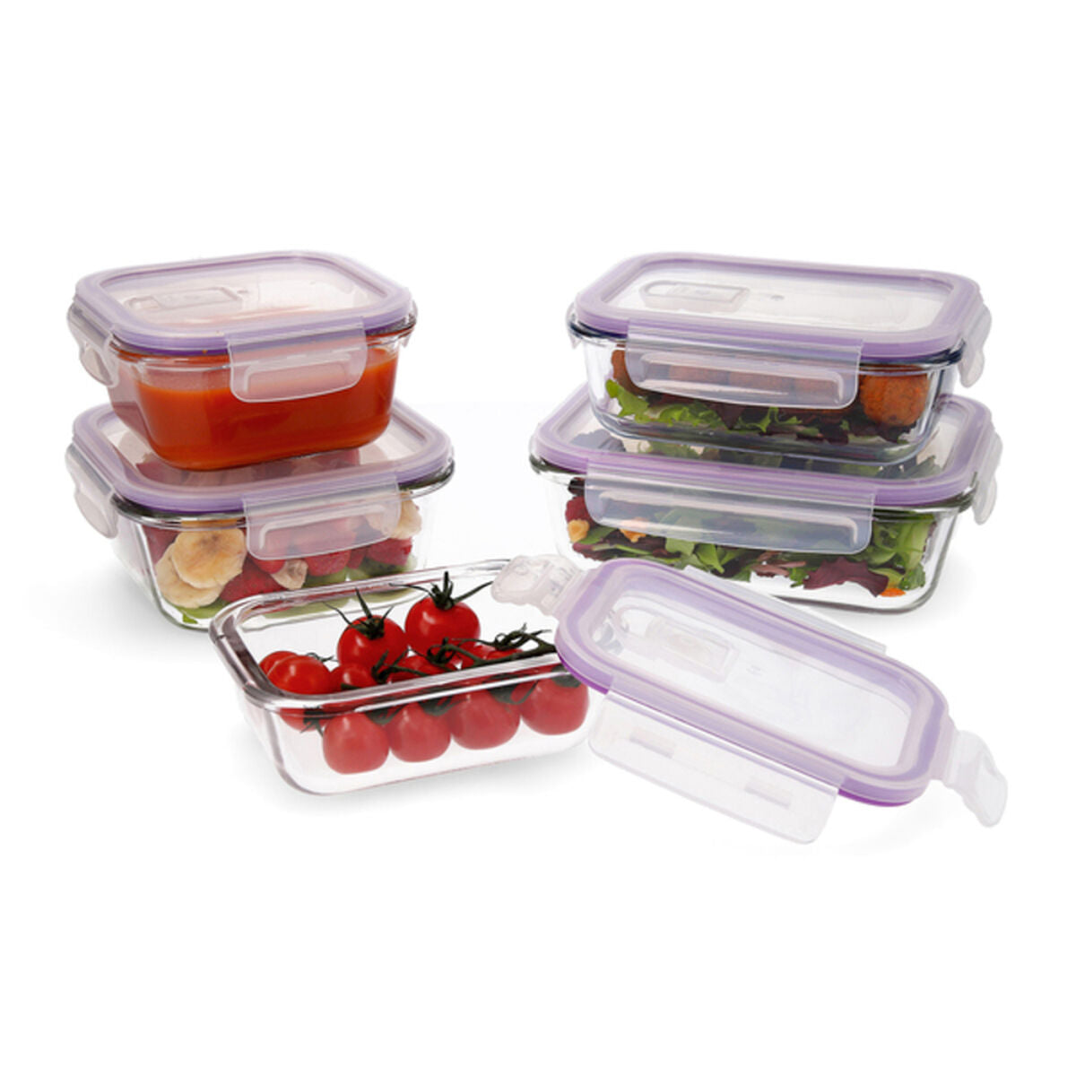 Set of 5 lunch boxes Quid Frost Transparent Glass (5 Units) Quid