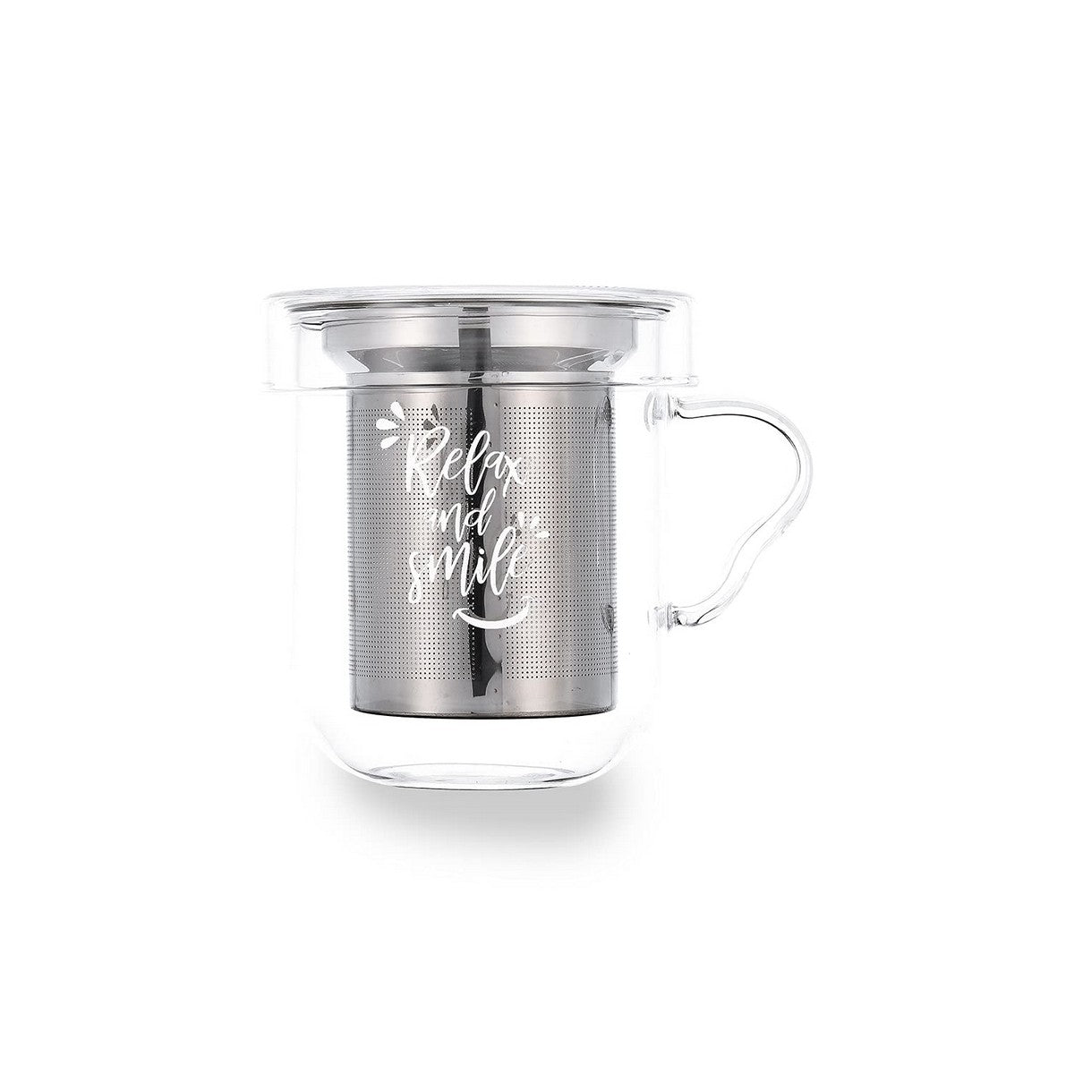 Piece Coffee Cup Set Quid Serenia Transparent Glass Stainless steel 350 ml 3 Pieces Quid