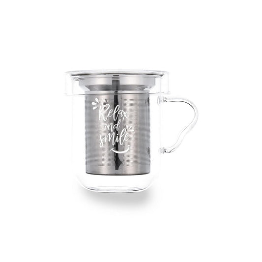 Piece Coffee Cup Set Quid Serenia Transparent Glass Stainless steel 350 ml 3 Pieces Quid