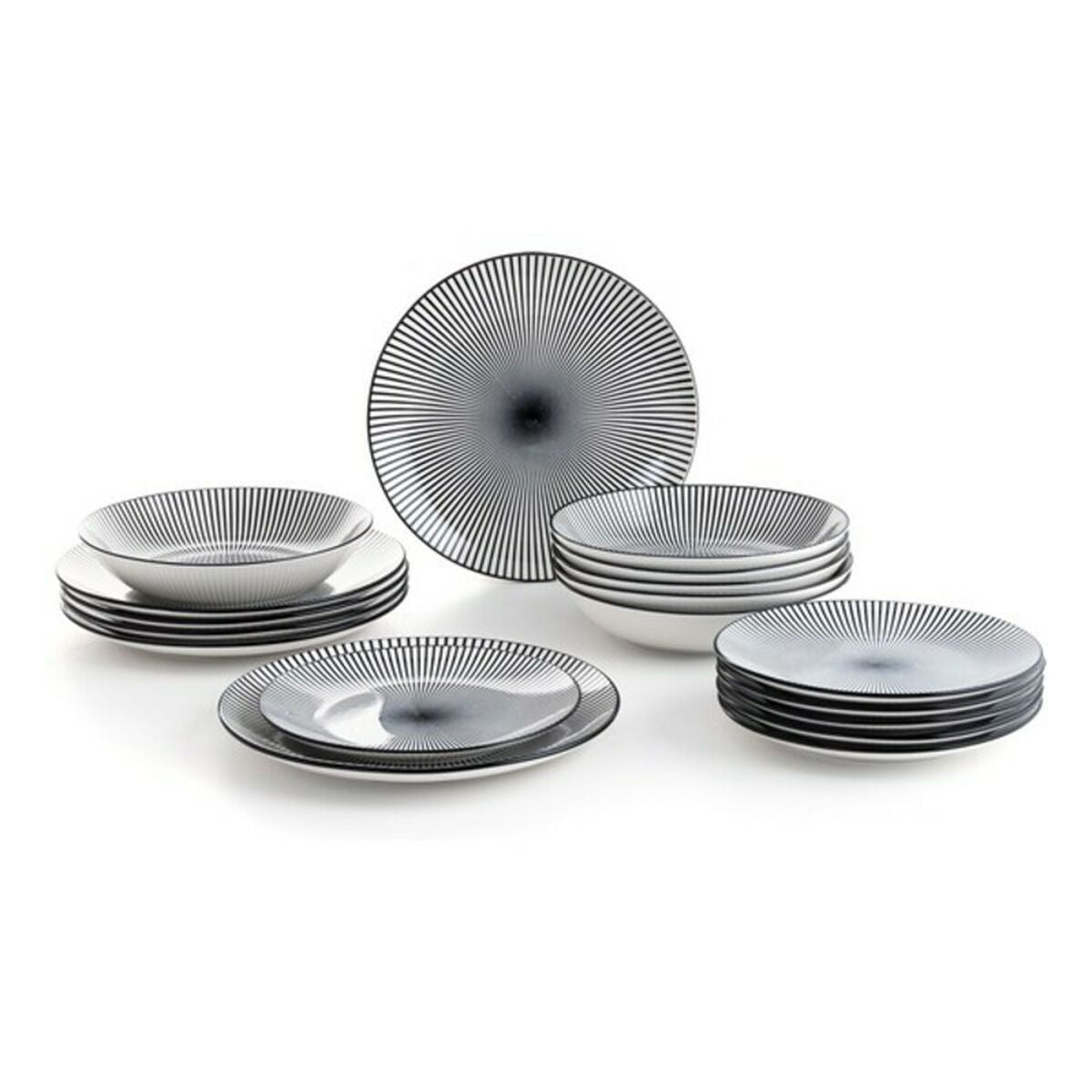 Tableware Quid Miami Ceramic Black Grey Stoneware (18 Pieces) Quid