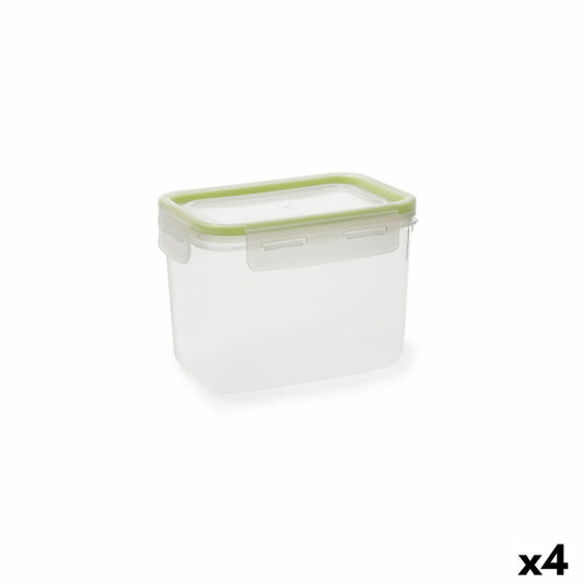 Hermetic Lunch Box Quid Greenery Transparent Plastic Rectangular 1,05 L (4 Units) Quid