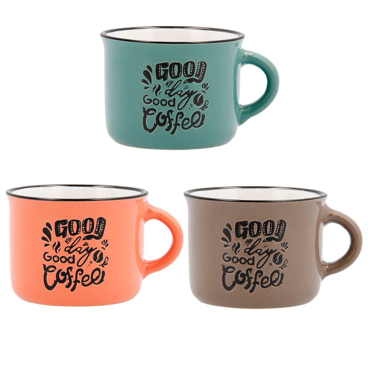 Set of Mugs Quid Frappe Deco Ceramic 80 ml Multicolour Quid