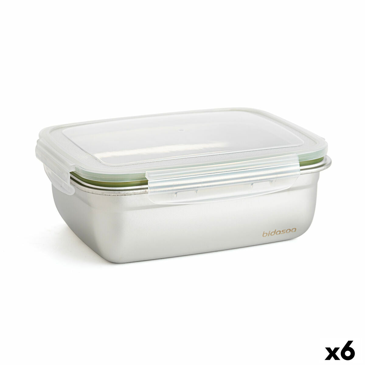 Hermetic Lunch Box Bidasoa Theo Rectangular 1,8 L 23 x 18 x 8 cm Metal (6 Units) Bidasoa