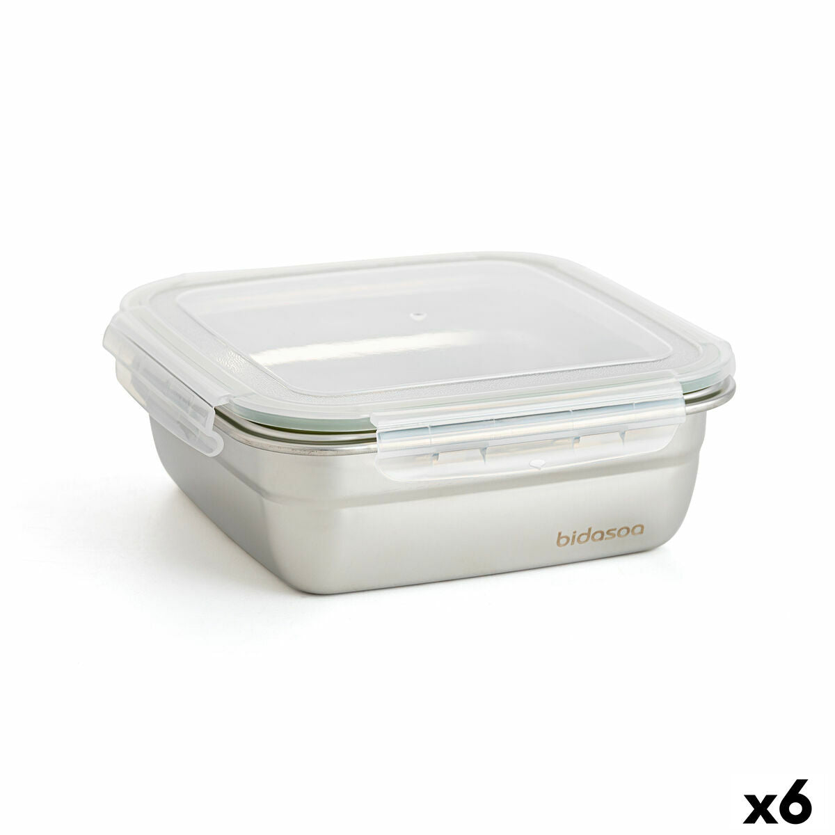 Hermetic Lunch Box Bidasoa Theo 18,3,5 x 18,3 x 6,8 cm Silver 1,2 L Metal Bidasoa