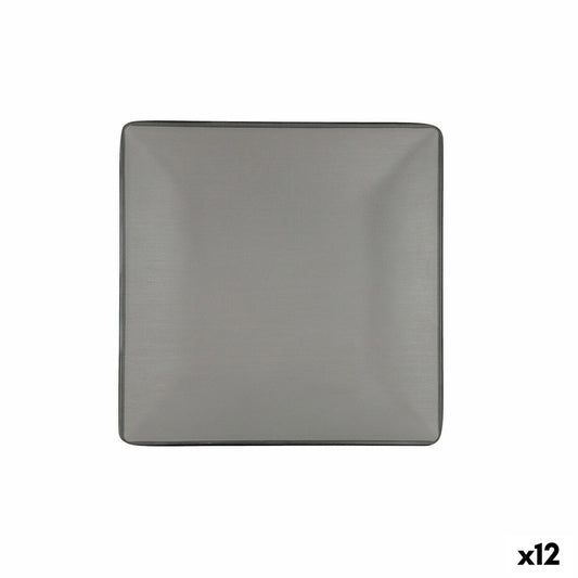 Flat Plate Bidasoa Gio Grey Plastic 21,5 x 21,5 cm (12 Units) Bidasoa