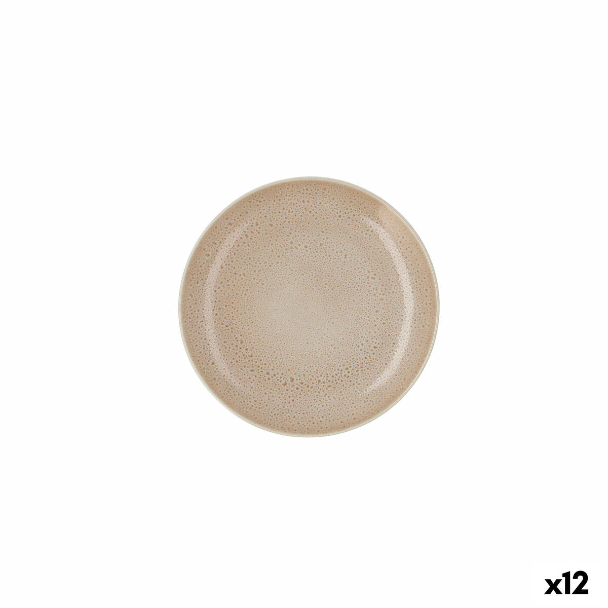 Flat plate Ariane Porous Ceramic Beige Ø 21 cm (12 Units) Ariane