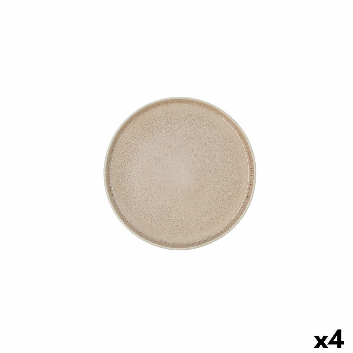 Flat plate Ariane Porous Ceramic Beige Ø 21 cm (4 Units) Ariane