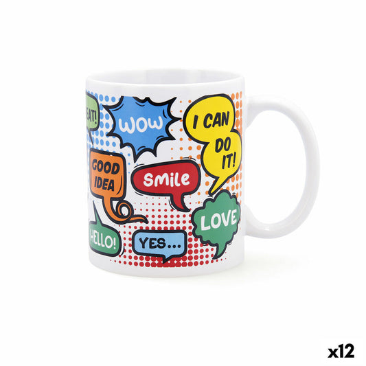 Cup Quid Wow Comics Multicolour Ceramic 330 ml (12 Units)