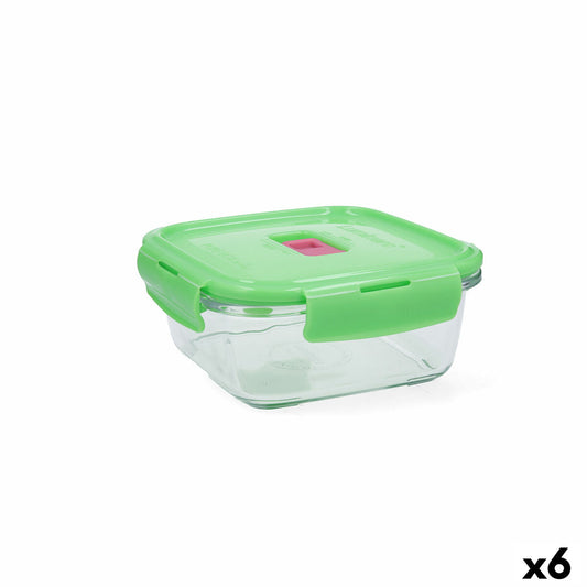 Hermetic Lunch Box Luminarc Pure Box Holy Green Glass Squared 760 ml (6 Units) Luminarc