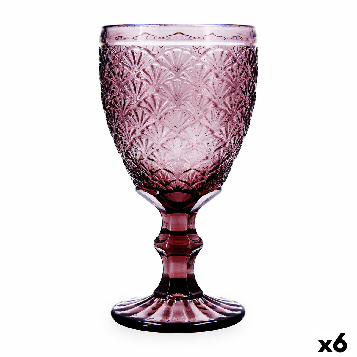 Wineglass Bidasoa Rose Moon Pink Glass 350 ml (6 Units) Bidasoa