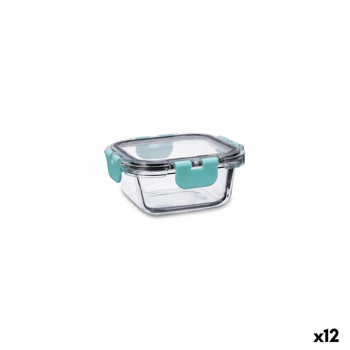 Hermetic Lunch Box Quid Purity Squared 310 ml Transparent Glass (12 Units) Quid