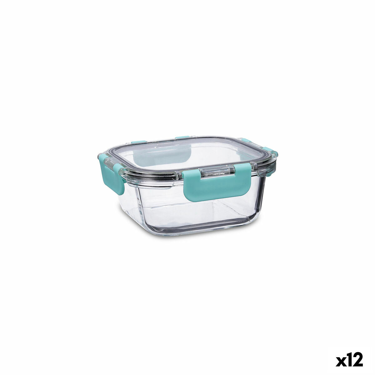 Hermetic Lunch Box Quid Purity Squared 530 ml Transparent Glass (12 Units) Quid