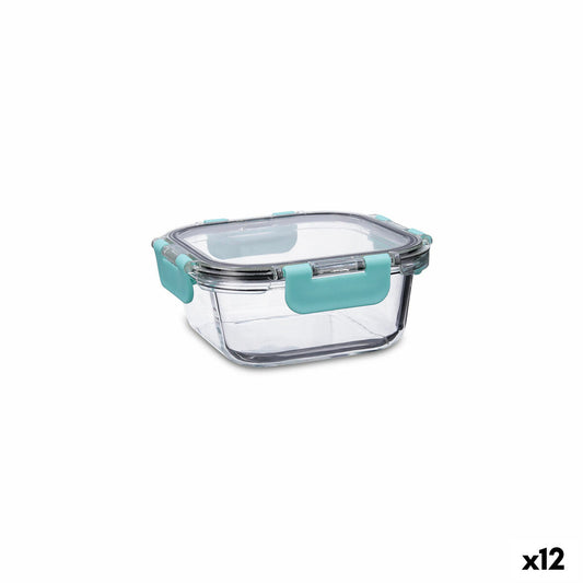 Hermetic Lunch Box Quid Purity Squared 530 ml Transparent Glass (12 Units) Quid