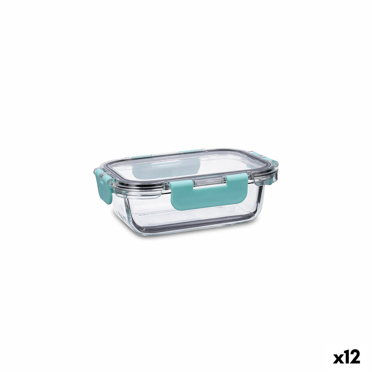 Hermetic Lunch Box Quid Purity Rectangular 370 ml Transparent Glass (12 Units) Quid