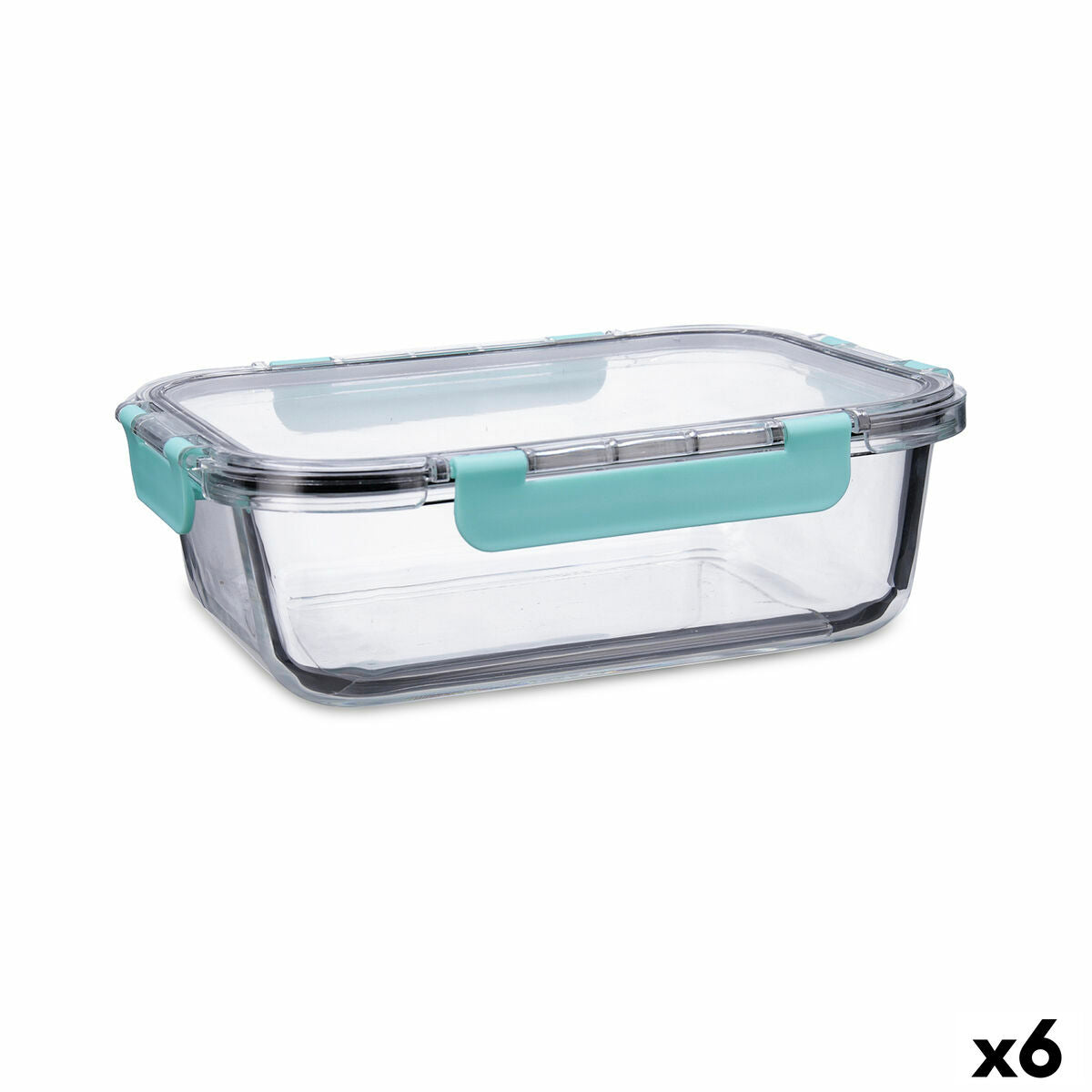 Hermetic Lunch Box Quid Purity Rectangular 1,5 L Transparent Glass (6 Units) Quid