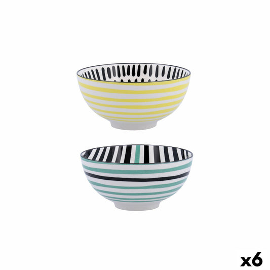 Bowl Bidasoa Zigzag Multicolour Ceramic 15 x 15 x 7,3 cm (6 Units) Bidasoa