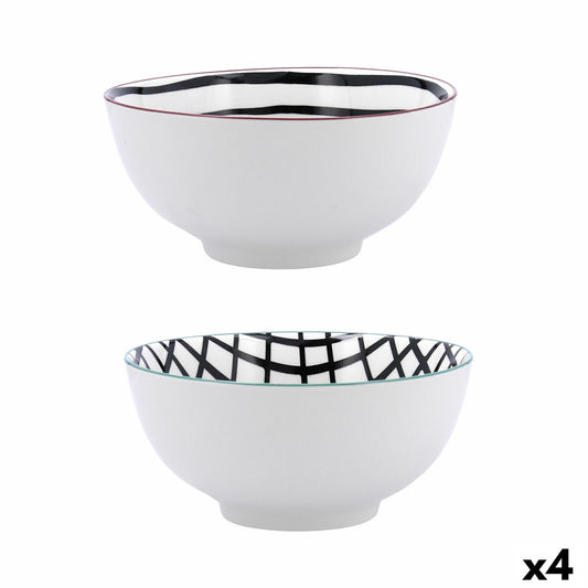 Bowl Bidasoa Zigzag Multicolour Ceramic 20 x 20 x 5 cm (4 Units) Bidasoa