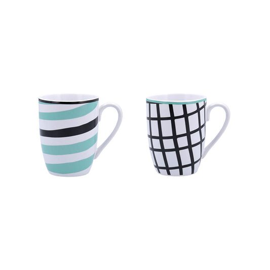 Cup Bidasoa Zigzag Multicolour Ceramic 2 Pieces 330 ml Bidasoa