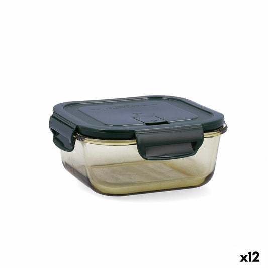 Hermetic Lunch Box Bidasoa Infinity Squared 800 ml Yellow Glass (12 Units) Bidasoa