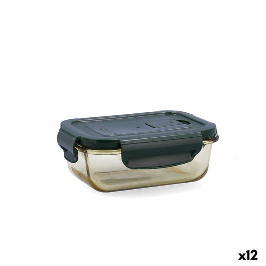 Hermetic Lunch Box Bidasoa Infinity Rectangular 370 ml Yellow Glass (12 Units) Bidasoa