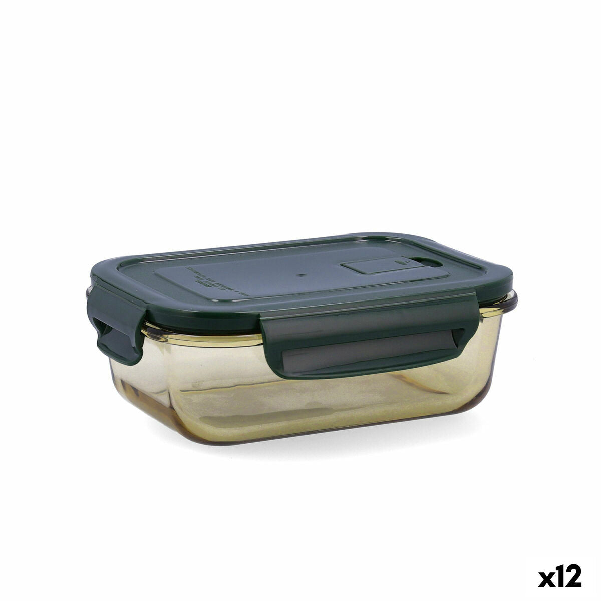 Hermetic Lunch Box Bidasoa Infinity Rectangular 630 ml Yellow Glass (12 Units) Bidasoa