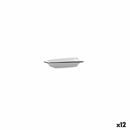 Snack tray Quid Gastro White Black Ceramic 15,5 x 10 cm (12 Units) Quid