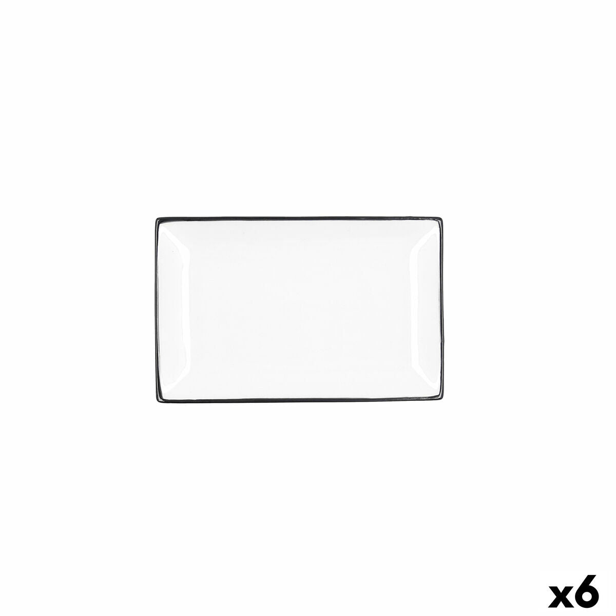 Snack tray Quid Gastro White Black Ceramic 20 x 13 x 2 cm (6 Units) Quid