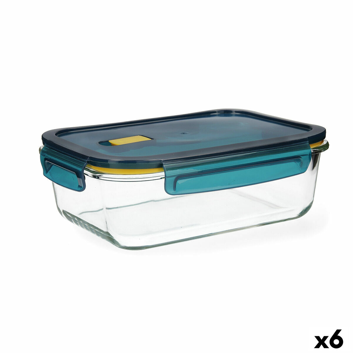 Hermetic Lunch Box Quid Astral Blue Glass 1,52 L 23 x 17,5 x 8,4 cm (6 Units) Quid