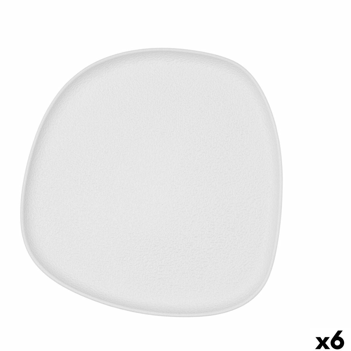 Flat Plate Bidasoa Fosil White Ceramic 26,3 x 25,5 x 2,4 cm (6 Units) Bidasoa