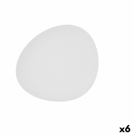 Flat Plate Bidasoa Fosil White Ceramic Oval 28 x 24,8 x 2,5 cm (6 Units) Bidasoa